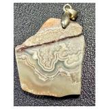 Set of 3 Natural Stone Pendants Including 2 Inch Lace Agate