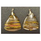 Pair of Polished Montana Moss Agate Pendants with 925 Silver Toggles