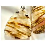 Pair of Polished Montana Moss Agate Pendants with 925 Silver Toggles