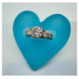 14K White Gold Engagement Ring with 3 Round Brilliant Diamonds