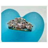 14K White Gold Engagement Ring with 3 Round Brilliant Diamonds