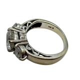 14K White Gold Engagement Ring with 3 Round Brilliant Diamonds