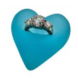 14K White Gold Engagement Ring with 3 Round Brilliant Diamonds