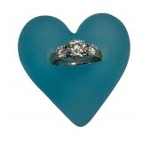 14K White Gold Engagement Ring with 3 Round Brilliant Diamonds