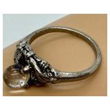 Brutus Style Silvertone Ring with Mystic Rainbow Sphere