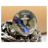 Brutus Style Silvertone Ring with Mystic Rainbow Sphere