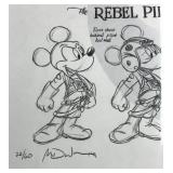 Framed Matt Dewater Mickey Mouse Rebel Pilot Signed Star Wars Art Print-Cert of Authenticity