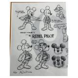 Framed Matt Dewater Mickey Mouse Rebel Pilot Signed Star Wars Art Print-Cert of Authenticity