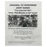 Jerry Maren Signed Wizard of Oz "Lollipop Kid" Photo Display