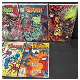 Collection of 15 Spawn and Venom Comic Books with Detective Comics Batman Issue