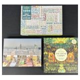 Set of 3 - 1000-Piece Jigsaw Puzzles: Literature, Dogs in NYC, Great Gatsby