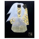 Japanese Framed Artwork with Kabuki Figures Gold and Silver Art