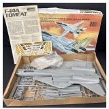 Lot of 3 Vintage Model Kits - F-14A Tomcat, Gloucester Schooner, Piper Super Cub 95