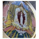 Vintage Oval Framed Religious Glitter Art 