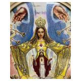 Vintage Oval Framed Religious Glitter Art 