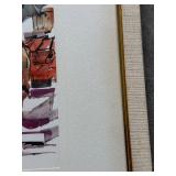 Framed Original Watercolor Market Scene Signed by Artist