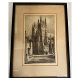 Framed Etching of Canterbury Cathedral by A. Rudgey