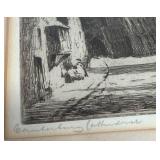 Framed Etching of Canterbury Cathedral by A. Rudgey