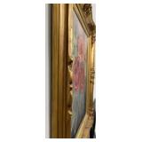 Framed Pink & Red Poppies Oil Painting Signed Jody with Ornate Gold Frame