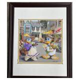 Doug Bolly Disney Print with Daisy and Donald Duck, Framed