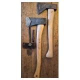 Vintage Hand Forged Axe and Broad Hatchet