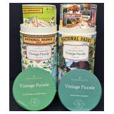 Set of 2 Cavallini & Co. 1000 Piece National Parks Vintage Puzzles in Tubes