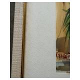 Framed Watercolor Painting of Staircase and Plants, Signed