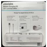 Mobile Charging Kit with Dual USB Wall & Car Chargers and Braided Lightning Cables by Ubiolabs