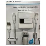 Mobile Charging Kit with Dual USB Wall & Car Chargers and Braided Lightning Cables by Ubiolabs