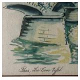 Framed Watercolor Print of Paris, Eiffel Tower by Puillery