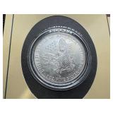 Portraits of Liberty Card with COA 1998 Silver Dollar and 1974 Statue of Liberty Stamp