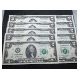 10 Sequential $2 Bills