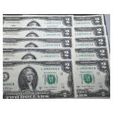 10 Sequential $2 Bills