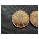 Two 2012 1 oz Copper Rounds Lincoln Design