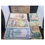 Six Foreign Bank Notes - Mexico, Brasil, Jamaica