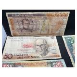 Six Foreign Bank Notes - Mexico, Brasil, Jamaica