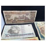 Six Foreign Bank Notes - Mexico, Brasil, Jamaica