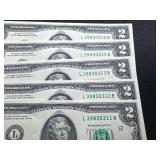 5 Sequential $2 Bills