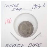 1903-O Barber Dime (counter stamp)