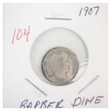 1907 Barber Dime