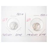 1925-D, 1928-S Mercury Dimes