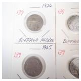 group of 9 Buffalo Nickels: 1915,1916, 1918, 1919, 1923, 1924, 1925, 1926, 1929-D