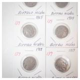 group of 9 Buffalo Nickels: 1915,1916, 1918, 1919, 1923, 1924, 1925, 1926, 1929-D
