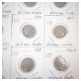group of 9 Buffalo Nickels: 1915,1916, 1918, 1919, 1923, 1924, 1925, 1926, 1929-D