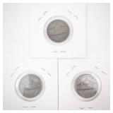 group of 3 silver war nickels: 1945 P,D,S