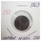 1863 Copper Nickel Indian Head Penny
