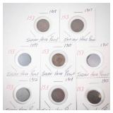 group of 8 Indian Head Pennies: 1899, 1900, 1901, 1902, 1903, 1904, 1907, 1908