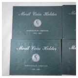 4 mint vintage Merit Coin Holders, Lincoln cents and Jefferson Nickels. Circa 1950