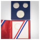 3 piece 40% silver Bicentennial proof set in mint packaging missing outer sleeve