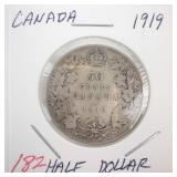 1919 Canadian silver Half Dollar